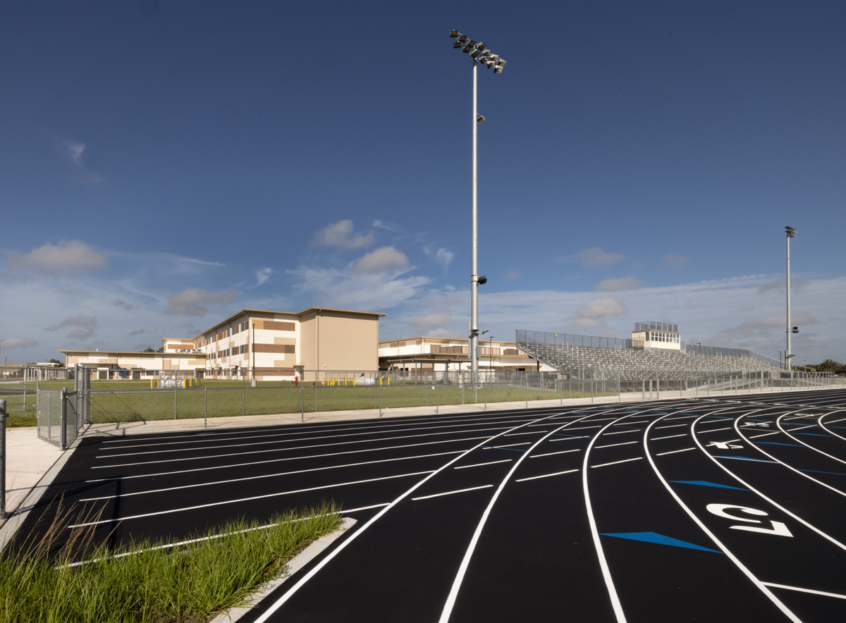 Architectural view of the Gateway High School running track in Fort Myers, FL.